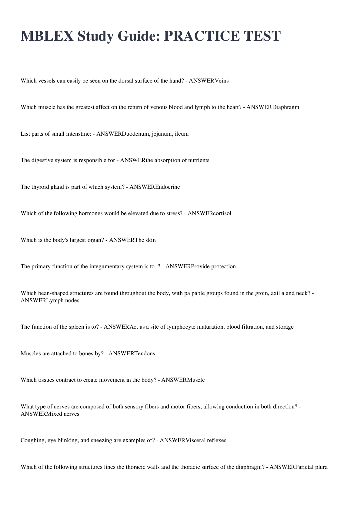 Preview image for MBLEX Study Guide: PRACTICE TEST | 88 Questions with 100% Correct Answers